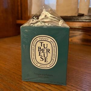 NIB Diptyque Tuberose Candle, limited clear teal vessel - classic size 190g